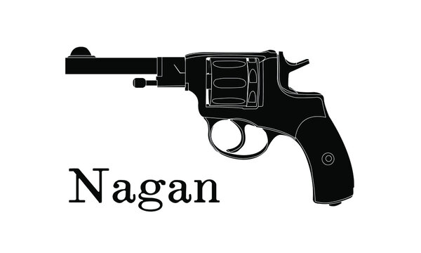 Old retro pistol revolver system Nagan
