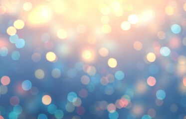 Festive glitter on blue yellow background. Shimmer defocus magical abstract illustration. Bokeh blur texture.