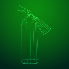 Fire extinguisher. Wireframe low poly mesh vector illustration.