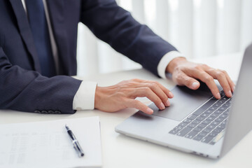 Attractive asian businessman in office place, Confident young man.