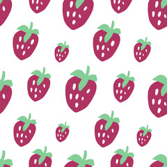 Seamless pattern with strawberry. Hand drawn vector illustration in paper cut style for packaging, textile, menu design