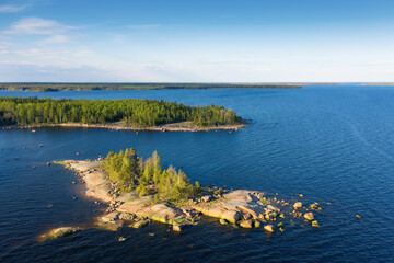Island in Gulf of Finland aerial view.