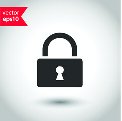 Lock vector icon. Private lock flat sign design. EPS 10 flat symbol pictogram