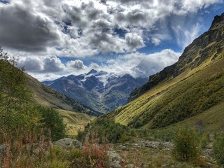 beautiful landscape. Cloudy sky in the mountains