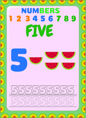 Preschool and toddler math counting fruit image design