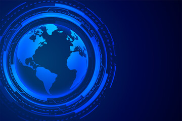 futuristic technology earth blue digital background design