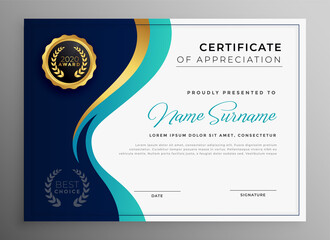 stylish premium certificate of appreciate template design