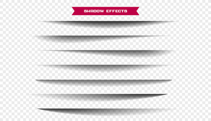 seven realistic wide paper sheet shadows set