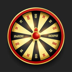 realistic wheel of fortune in golden color