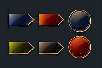 set of golden ribbons and label designs