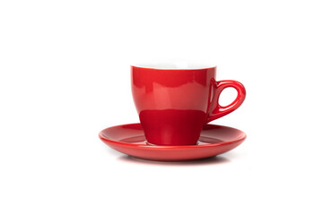 red coffee Cup isolated on white background closeup