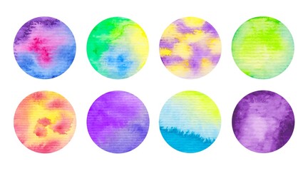 Hand painted watercolor circles set isolated on white background