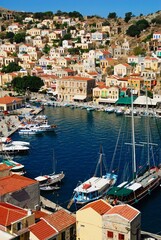 Obraz premium Greece, Symi island, view of the town of Symi.