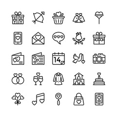 Love and Valentine Line Vector Icons 8