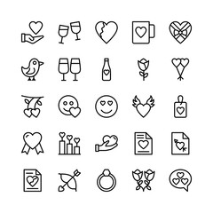 Love and Valentine Line Vector Icons 12