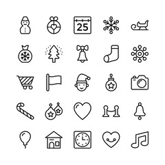 Christmas, Halloween, Party and Celebration Line Vector Icons 4