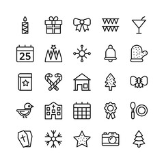 Christmas, Halloween, Party and Celebration Line Vector Icons 5