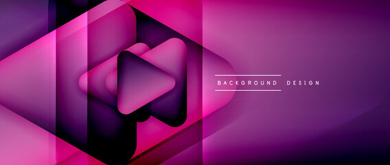 Triangle shapes geometric abstract background. 3D shadow effects and fluid gradients. Modern overlapping forms wallpaper for your text message