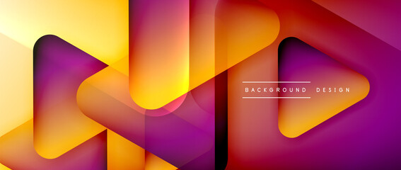 Fototapeta premium Triangle shapes geometric abstract background. 3D shadow effects and fluid gradients. Modern overlapping forms wallpaper for your text message
