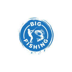 big fishing blue silhouette logo