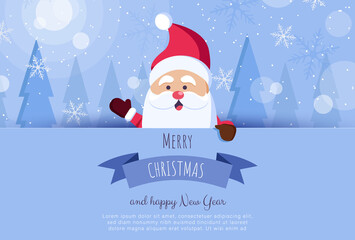 Merry Christmas and Happy New Year background. Santa Vector