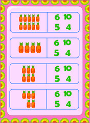 Preschool and toddler math counting fruit image design