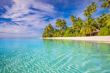 Landscape of paradise tropical island beach. Luxury design of tourism for summer vacation holiday destination concept.
