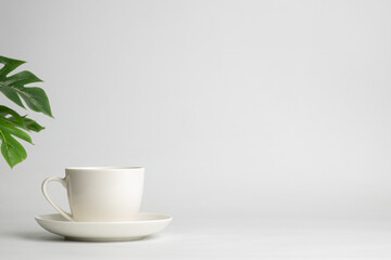 Empty coffee cup or White ceramic mug isolated on white background.Mockup template for design or advertising