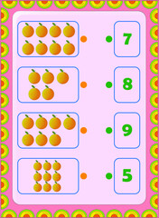 Preschool and toddler math counting fruit image design