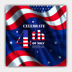 4th of july independence day of usa celebration template with waving flag