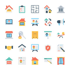 Real Estate Colored Vector Icons 3