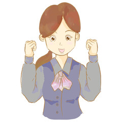 ガッツポーズの女性