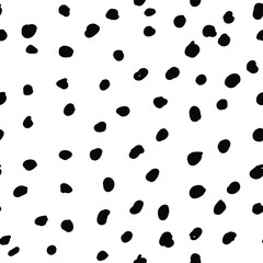 Nahtloses Muster der Doodle-Punkte. Grunge kreist Textur ein. Schwarz-Weiß-Tupfenmuster. Feier Konfetti Hintergrund. Vektor-Illustration