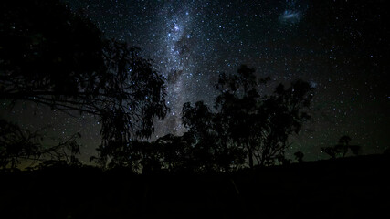 The Milky Way in the mountains of the Grampians National Park in  Victoria, Australia at a clear starry night in summer.