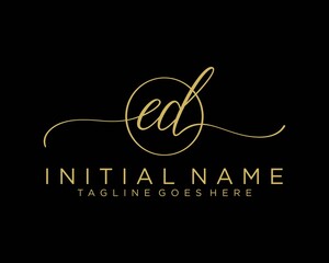 Initial E D handwriting logo vector. Hand lettering for designs