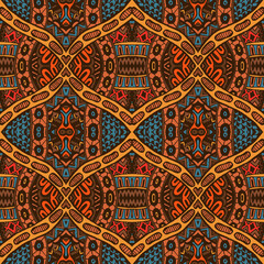 Vector seamless pattern flower colorful ethnic tribal geometric psychedelic mexican print
