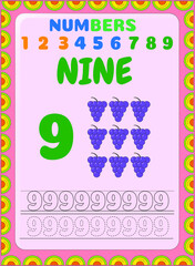 Preschool and toddler math counting fruit image design