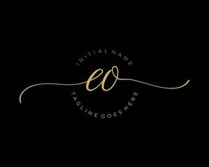 Initial E O handwriting logo vector. Hand lettering for designs