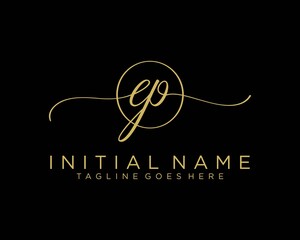 Initial E P handwriting logo vector. Hand lettering for designs