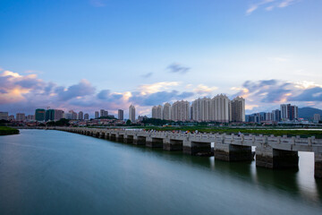 Quanzhou City, China has a thousand year history of stone bridge: Luoyang Bridge.