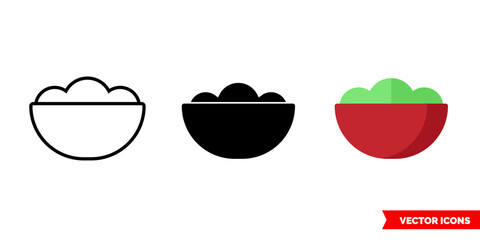 Salad icon of 3 types. Isolated vector sign symbol.