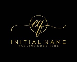 Initial E Q handwriting logo vector. Hand lettering for designs