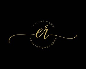 Initial E R handwriting logo vector. Hand lettering for designs