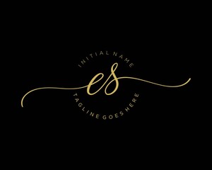 Initial E S handwriting logo vector. Hand lettering for designs