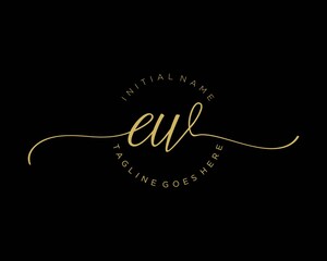 Initial E W handwriting logo vector. Hand lettering for designs
