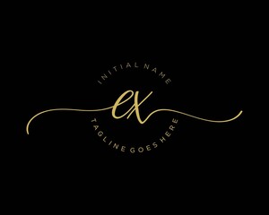 Initial E X handwriting logo vector. Hand lettering for designs
