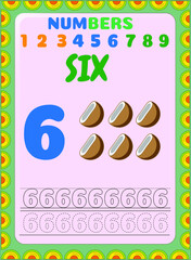 Preschool and toddler math with coconut fruit design, counting number with coconut fruit for kid toddler and preschool