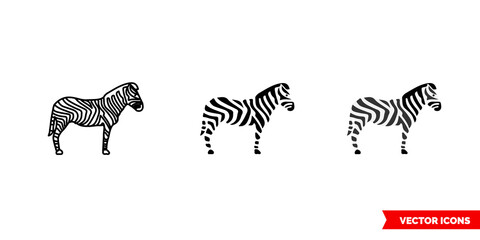 Fototapeta na wymiar Zebra symbol icon of 3 types. Isolated vector sign symbol.