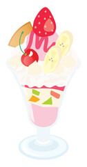 parfait illustration 03 strawberry banana