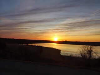 sunset over the river